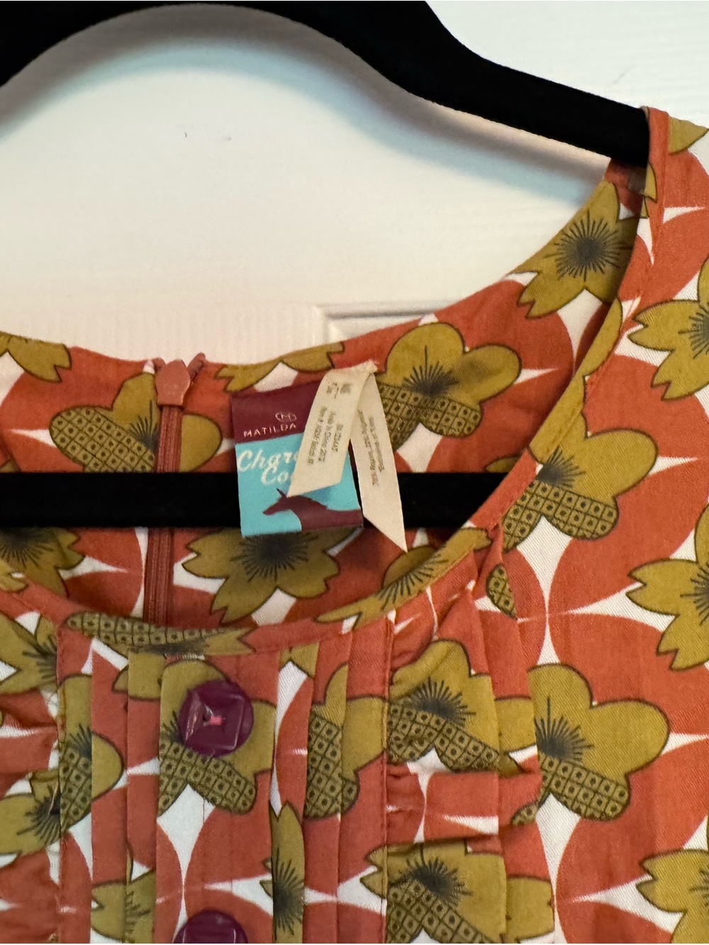Matilda Jane Coral & Olive Floral Ruffle-Front Midi Dress - Picture 4 of 5